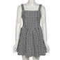 One Word Backless Houndstooth Slim Dress