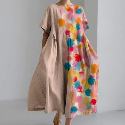 3D Printed Short Sleeve Dress for Women