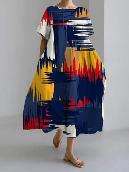 3D Printed Short Sleeve Dress for Women