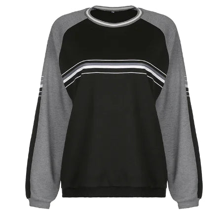 Women's Casual Loose-Fit V-Neck Striped Pullover