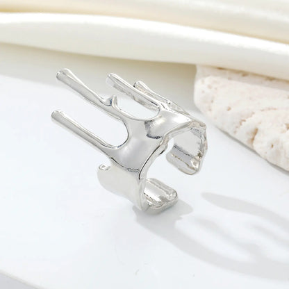 Women's Adjustable Lava Crown Texture Ring