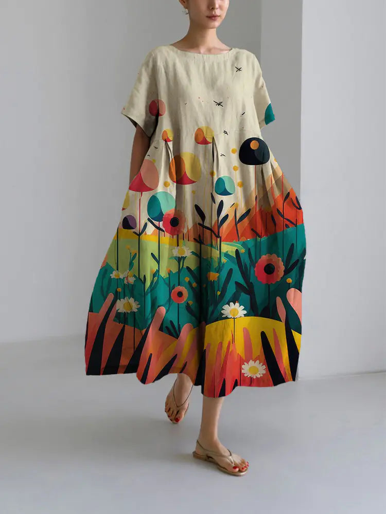 3D Printed Short Sleeve Dress for Women