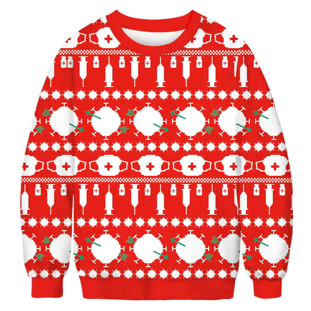 Digital Printing Women's Casual Round Neck Pullover Sweater