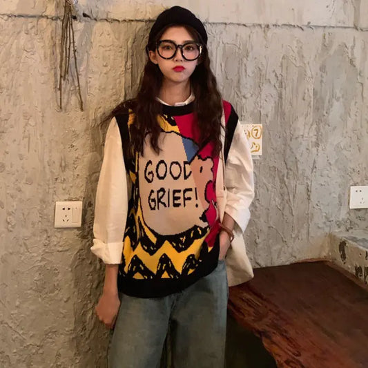 Chic Retro Two-Piece Set with White Shirt and Vest