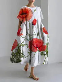 3D Printed Short Sleeve Dress for Women