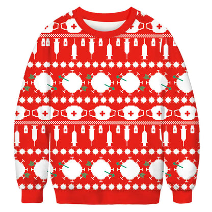 Digital Printing Women's Casual Round Neck Pullover Sweater